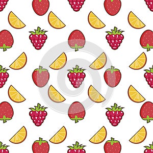 Fresh fruits Summer Seamless Pattern. Vector illustration