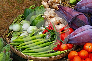 Fresh fruits and vegetables.