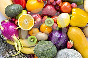 Fresh fruits and vegetables.Assorted fruits colorful,clean eating,Fruit background,fruit for good health,image