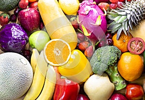 Fresh fruits and vegetables.Assorted fruits colorful,clean eating,Fruit background,fruit for good health,image