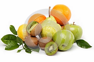 Fresh fruits and vegetables isolated on a white.