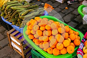 Fresh fruits and vegetables at the local market in Lima