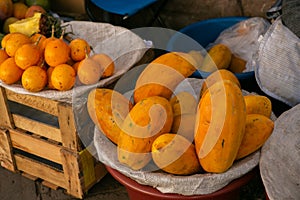 Fresh fruits and vegetables at the local market in Lima