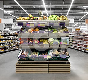 Fresh fruits and veggie at grocery store