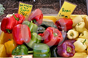 Fresh garden peppers at a farmer's market