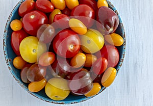 Fresh from garden tomatoes in bowl