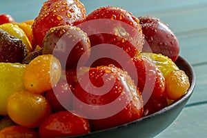 Fresh from garden tomatoes in bowl