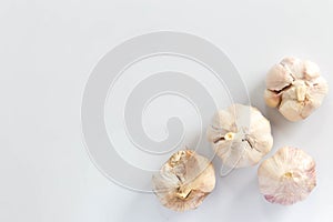 Fresh garlic on a white background