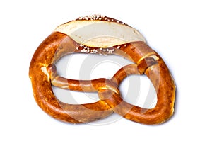 Fresh German pretzel (Bretzel or Bretze) on white