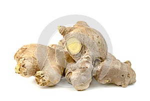 Fresh ginger root isolated on white background