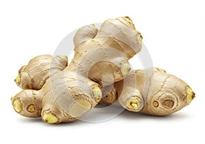Fresh Ginger Root Still Life on White Background