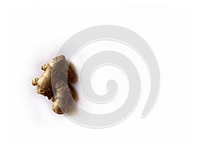 Fresh ginger on white background, ayurvedic  herb, medical concept photo