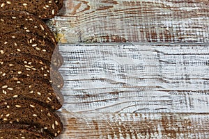 Fresh gluten free bread on a wooden surface in provence style