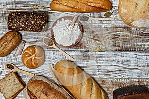 Fresh gluten free bread on a wooden surface in provence style