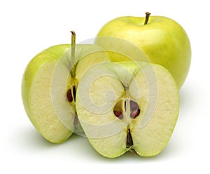 Fresh golden apples isolated on white