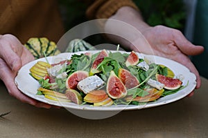 Fresh gourmet salad with figs