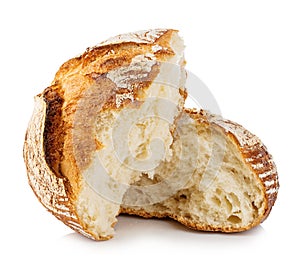Fresh grain homemade bread on white.