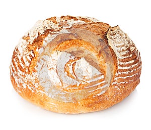 Fresh grain homemade bread on white.