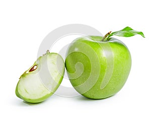 Fresh granny smith apples on white background