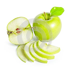 Fresh granny smith apples on white background