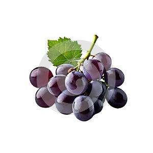 Fresh grape fruit. Whole ripe berry with green leaf isolated. Healthy diet. Vegetarian food