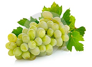 Fresh grape fruits with green leaves