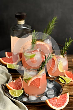 Fresh grapefruit and lime cocktail photo