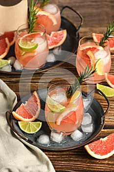 Fresh grapefruit and lime cocktail photo