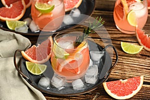 Fresh grapefruit and lime cocktail photo