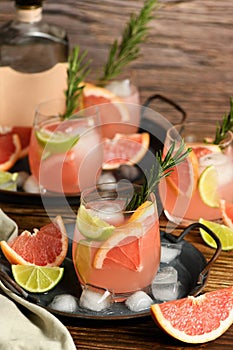 Fresh grapefruit and lime cocktail photo