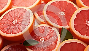 Fresh grapefruit slice, juicy and ripe, nature healthy, colorful snack generated by AI