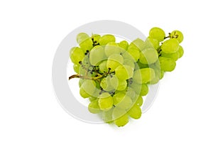 Fresh grapes on a branch rest sits on a white background