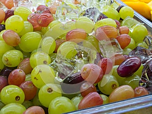 Fresh Grapes Fruit Mixed with Ice Cube