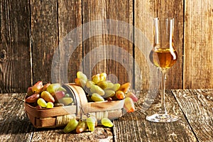 Fresh grapes and grappa