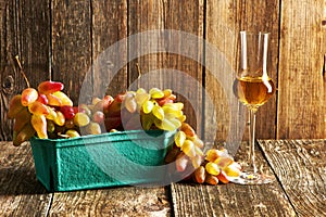 Fresh grapes and grappa