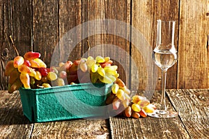 Fresh grapes and grappa