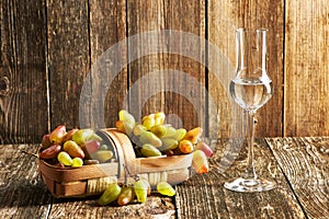 Fresh grapes and grappa