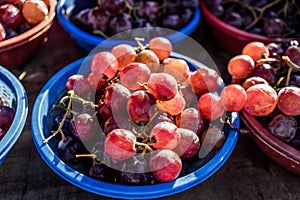 Fresh grapes in mini baskets