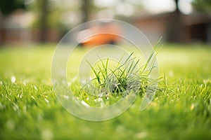 fresh grass clipping used as natural fertilizer on a lawn
