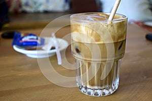 Fresh Greek freddo cappuccino iced coffee photo