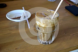 Fresh Greek freddo cappuccino iced coffee photo