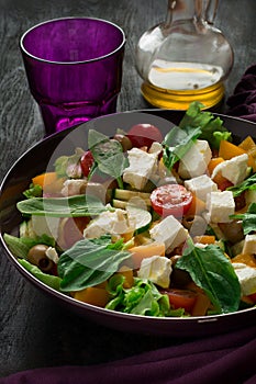 Fresh greek salad with Feta and vegetables