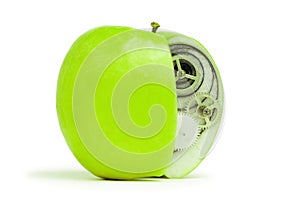 Čerstvý zelený jablko mechanismus uvnitř 