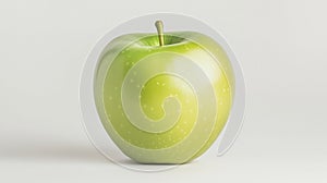 Fresh green apple in minimalist style with professional lighting on white backdrop with copy space