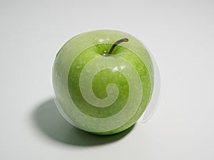 Fresh green apple on white background.