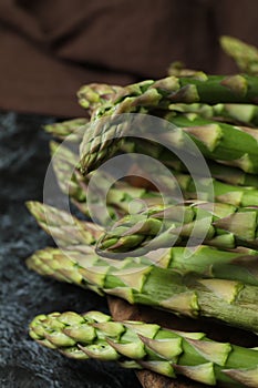 Fresh green asparagus, close up and selective focus