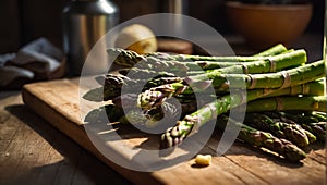 Fresh green asparagus in the kitchen natural delicious season food harvest