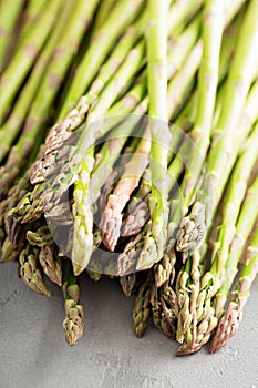 Fresh green asparagus on the table