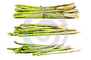 Fresh green asparagus on white background