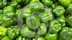 Fresh Green Bell pepper, Capsicum background. Layout with Green pepper. Supermarket.